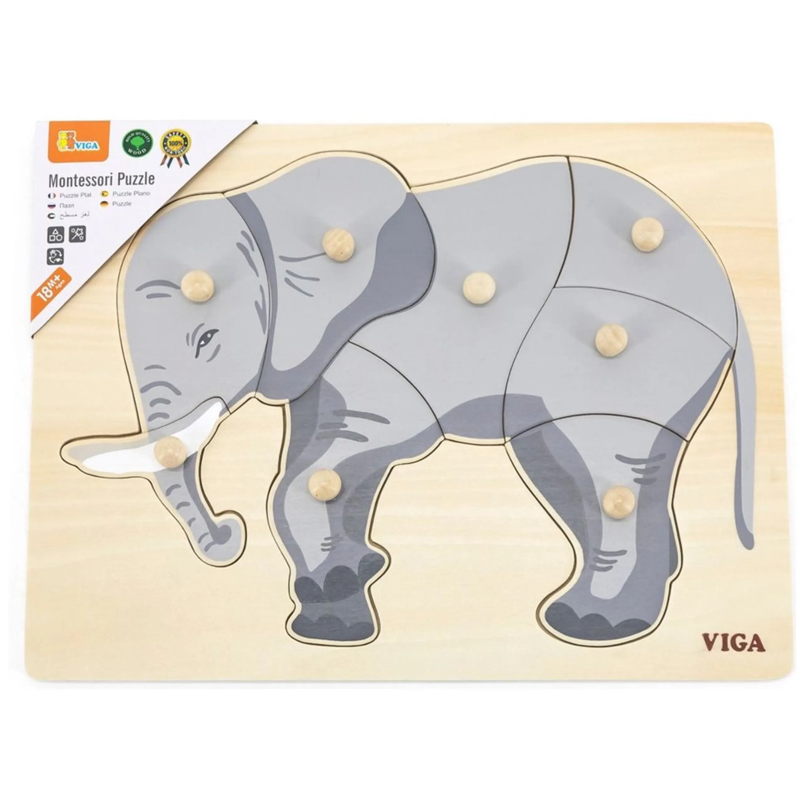 Wooden Puzzle Elephant - 3+ 9 pieces