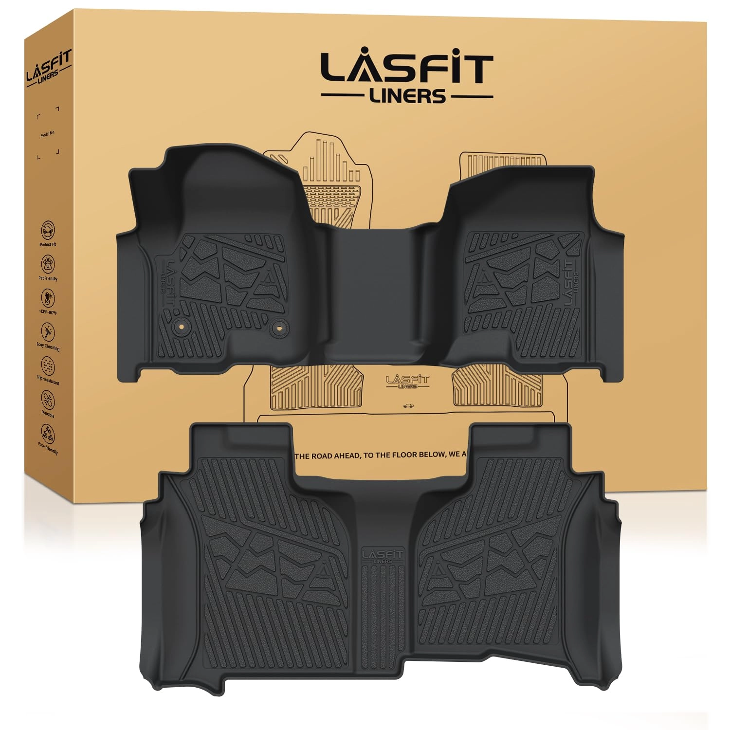 LASFIT Floor Mats - Fit for Silverado/Sierra 1500/2500HD/3500HD 2019-2026 Double Cab/Bench