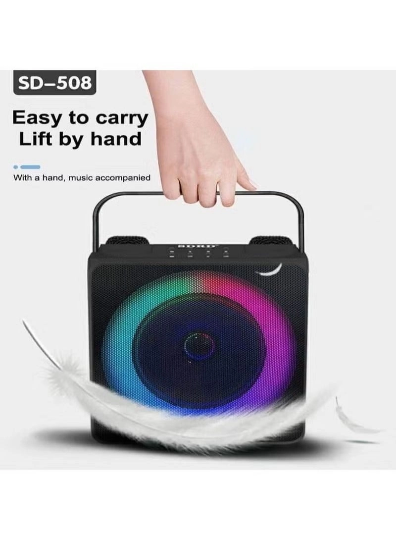 SD-508 - Mini Karaoke Bluetooth Speaker LED Lights Built-In Microphone