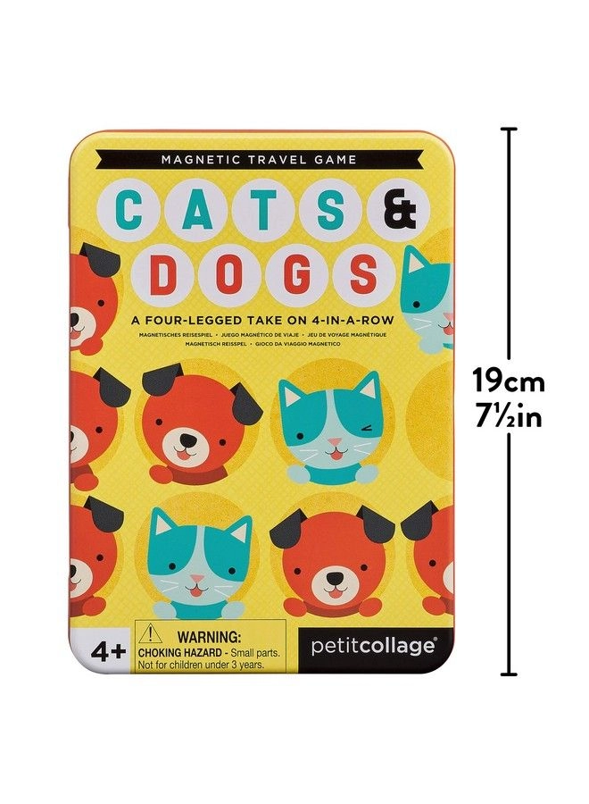 Cats & Dogs Magnetic Four In A Row - Travel Portable Tin