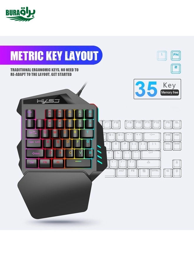 HXSJ P6 - Keyboard Mouse Converter + V100 - One-handed Keyboard + H300 - Gaming Mouse