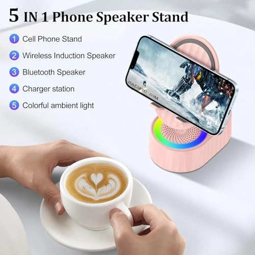 Wireless Induction Audio Bluetooth Speaker - Phone Holder Colorful Ambient Light