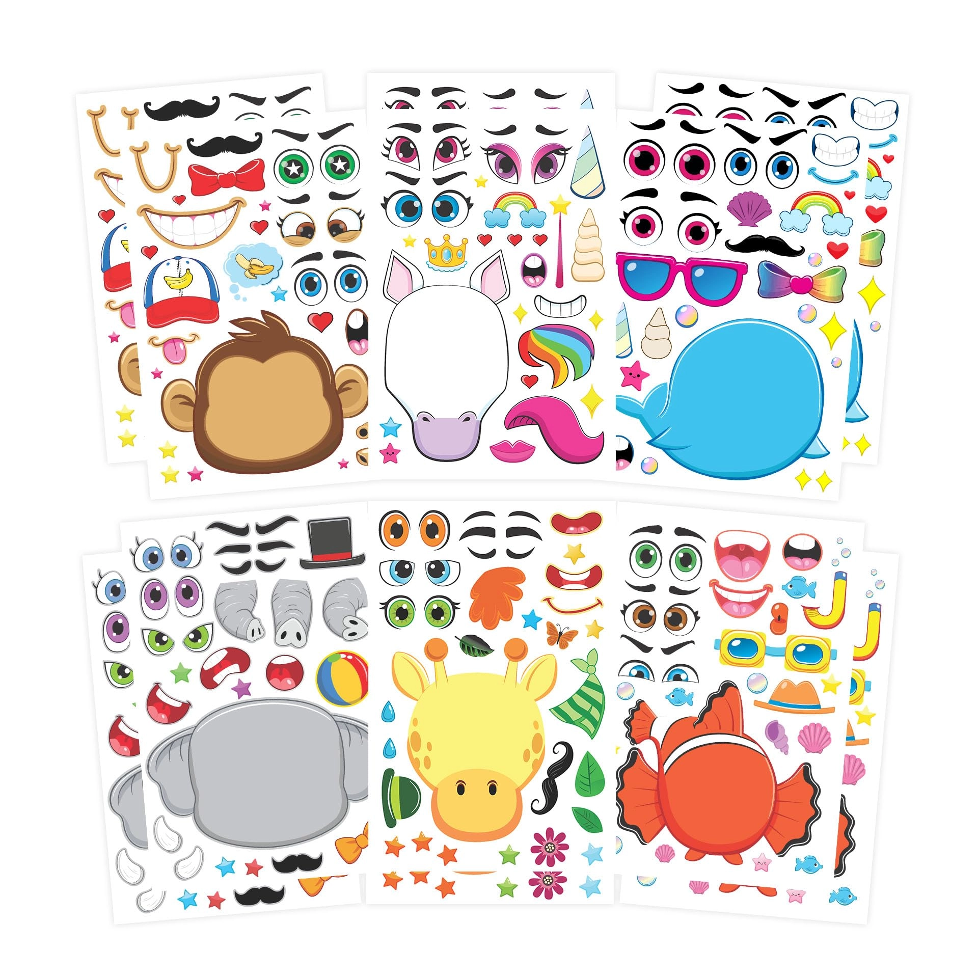 CodersParadise Animals Make a Face Activity Sticker Book 12 pcs