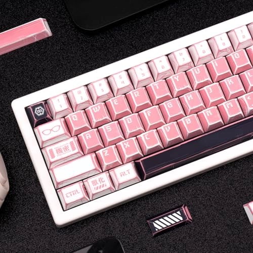 150-Key Black and White Manga PBT Keycaps - ANSI ISO Keycap Puller