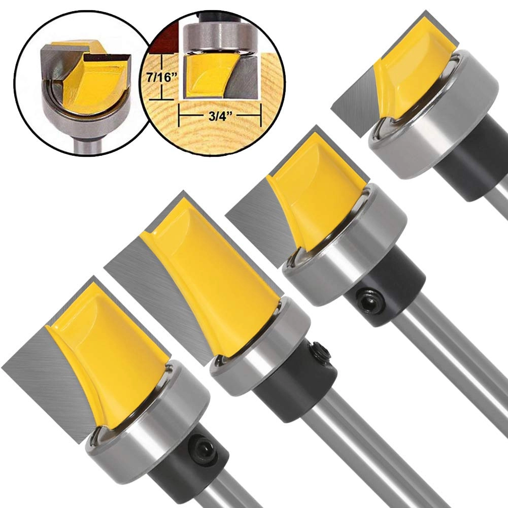 Flush Trim Router Bit - 1/4",5/16",3/8",1/2" 1/4" 4PCS