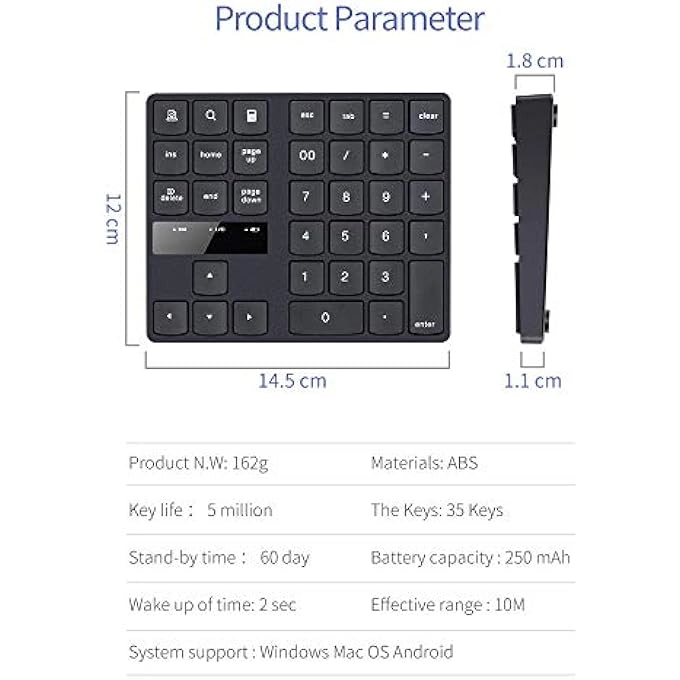 Numeric Keyboard - 2.4G 35 Keys 250mAh
