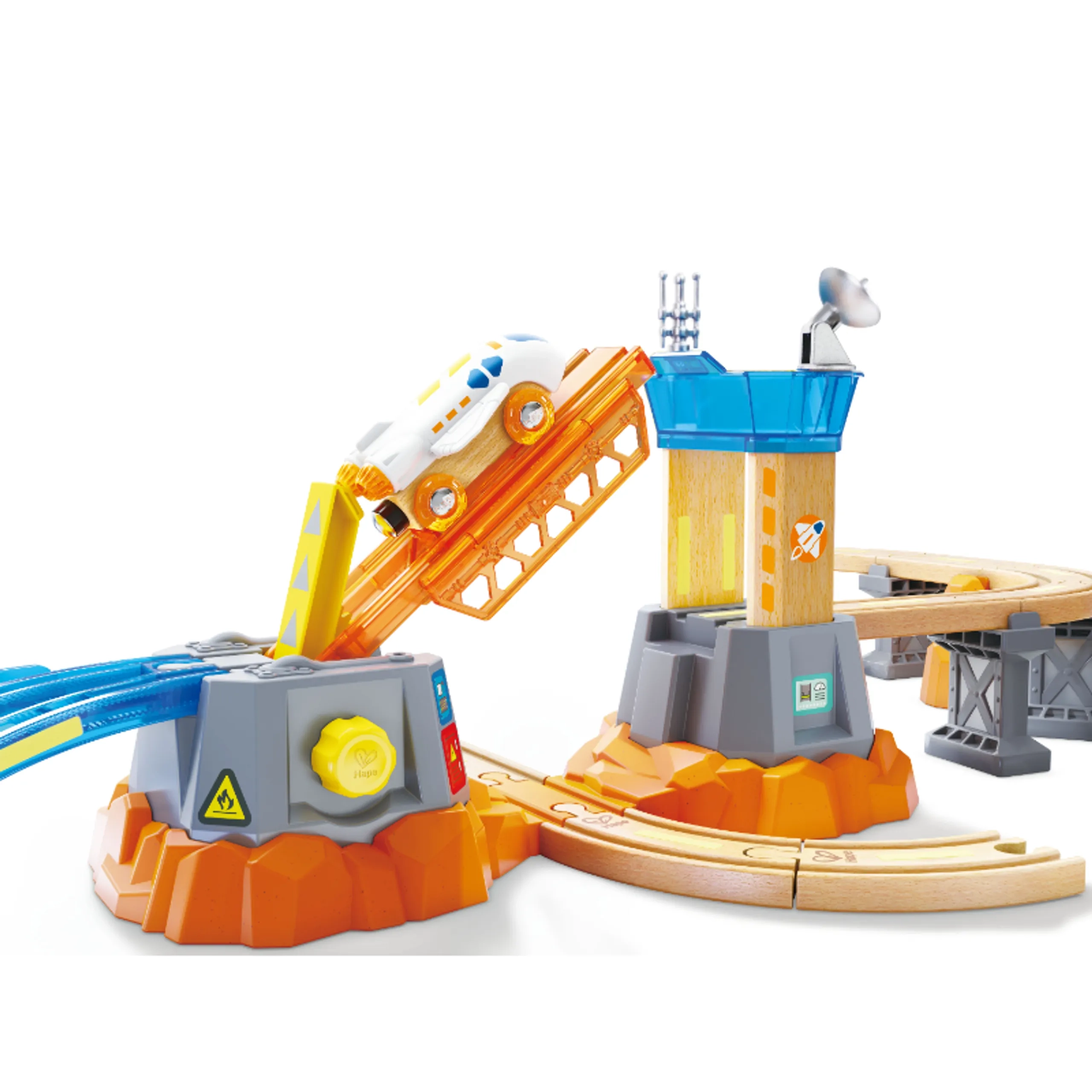 Mars Space Mission Launch Railway Train Playset - 34 Pcs