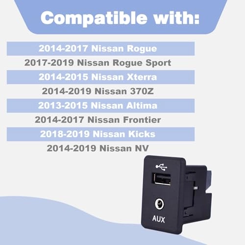 USB Connector Audio Auxiliary Jack - Fits for 20132019 Nissan Altima Rogue Frontier Kicks