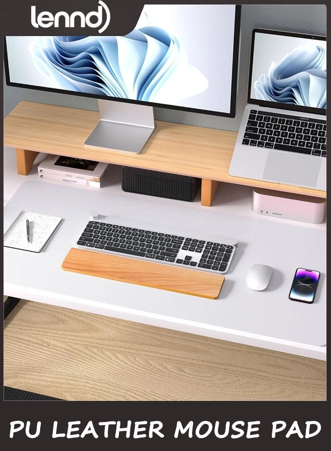 Non-Slip Large PU Leather Office Mouse Pad - 80x40 cm
