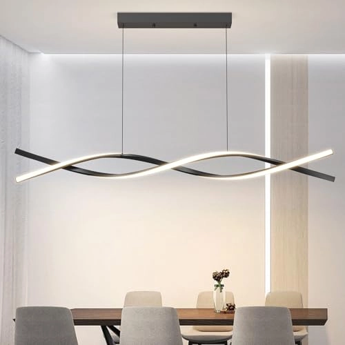 Dining Table Lamp - 100cm Black Dimmable Remote Control