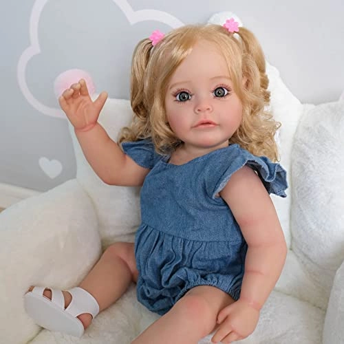 Reborn Baby Doll - 22inch 55cm Vinyl Silicone Girl Long Hair Ages 3+