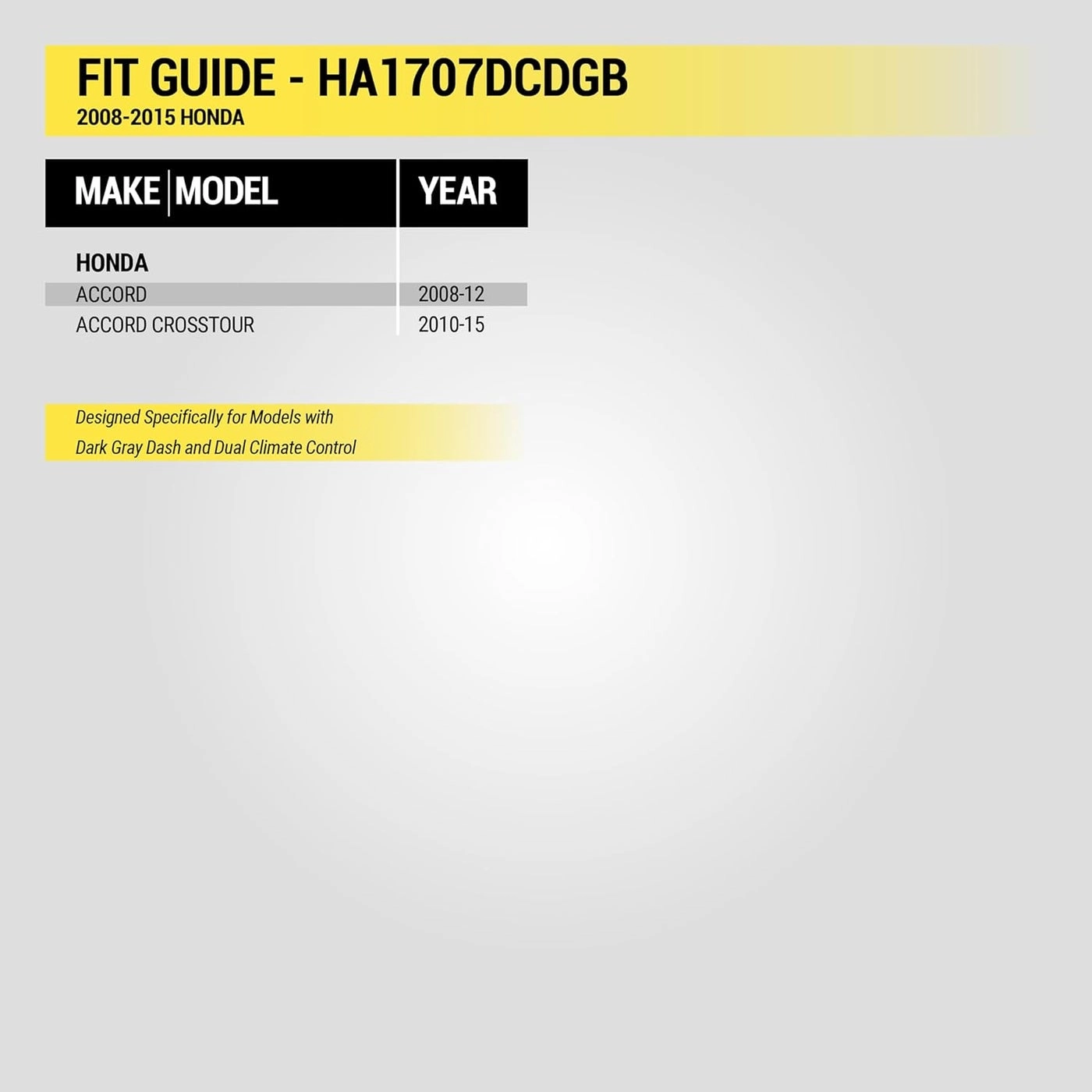 HA1707DCDGB - Honda Accord 2008-2012