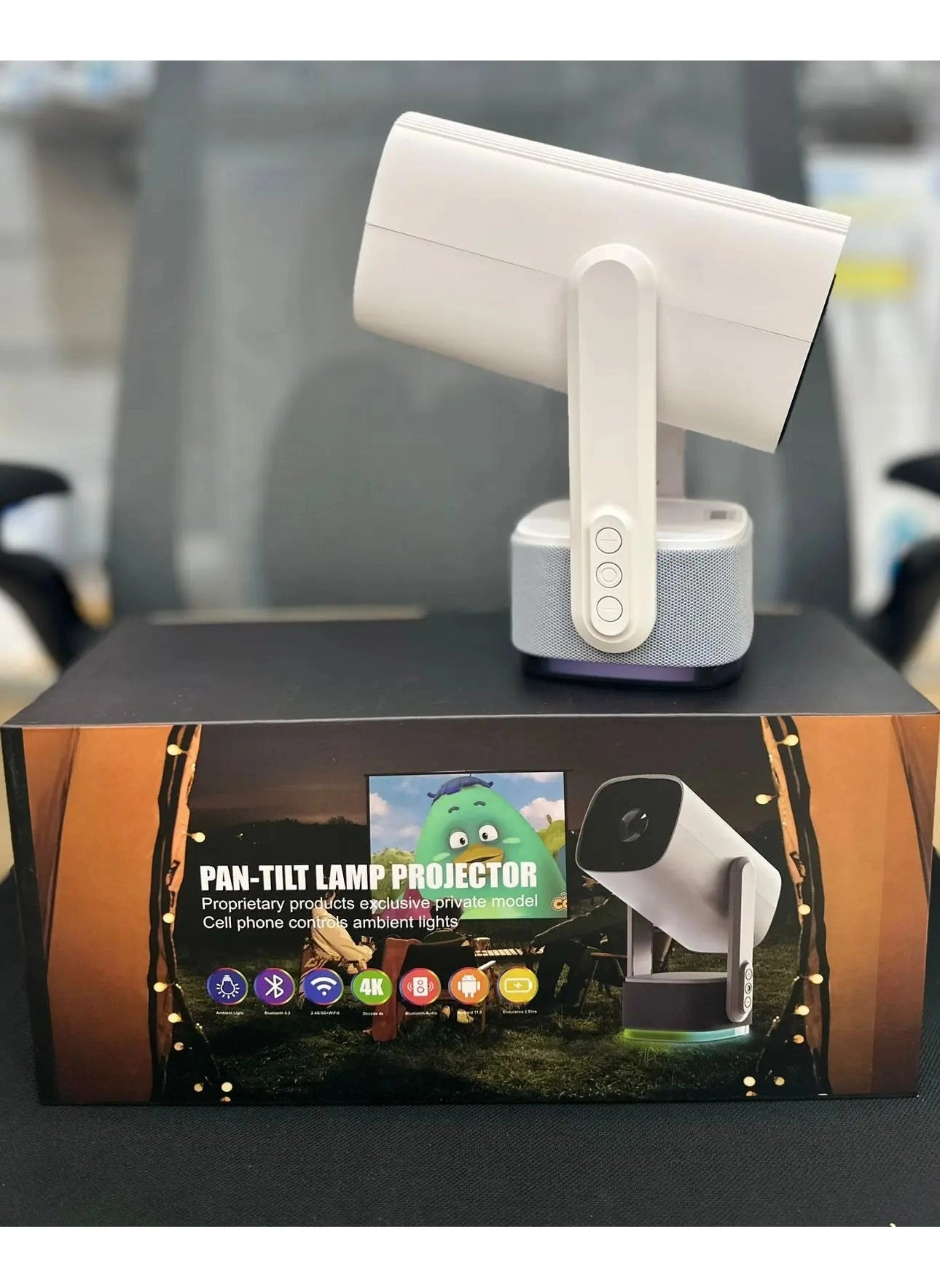 Pan Tilt Lamp Rechargable Projector 4k 5Ghz Wifi