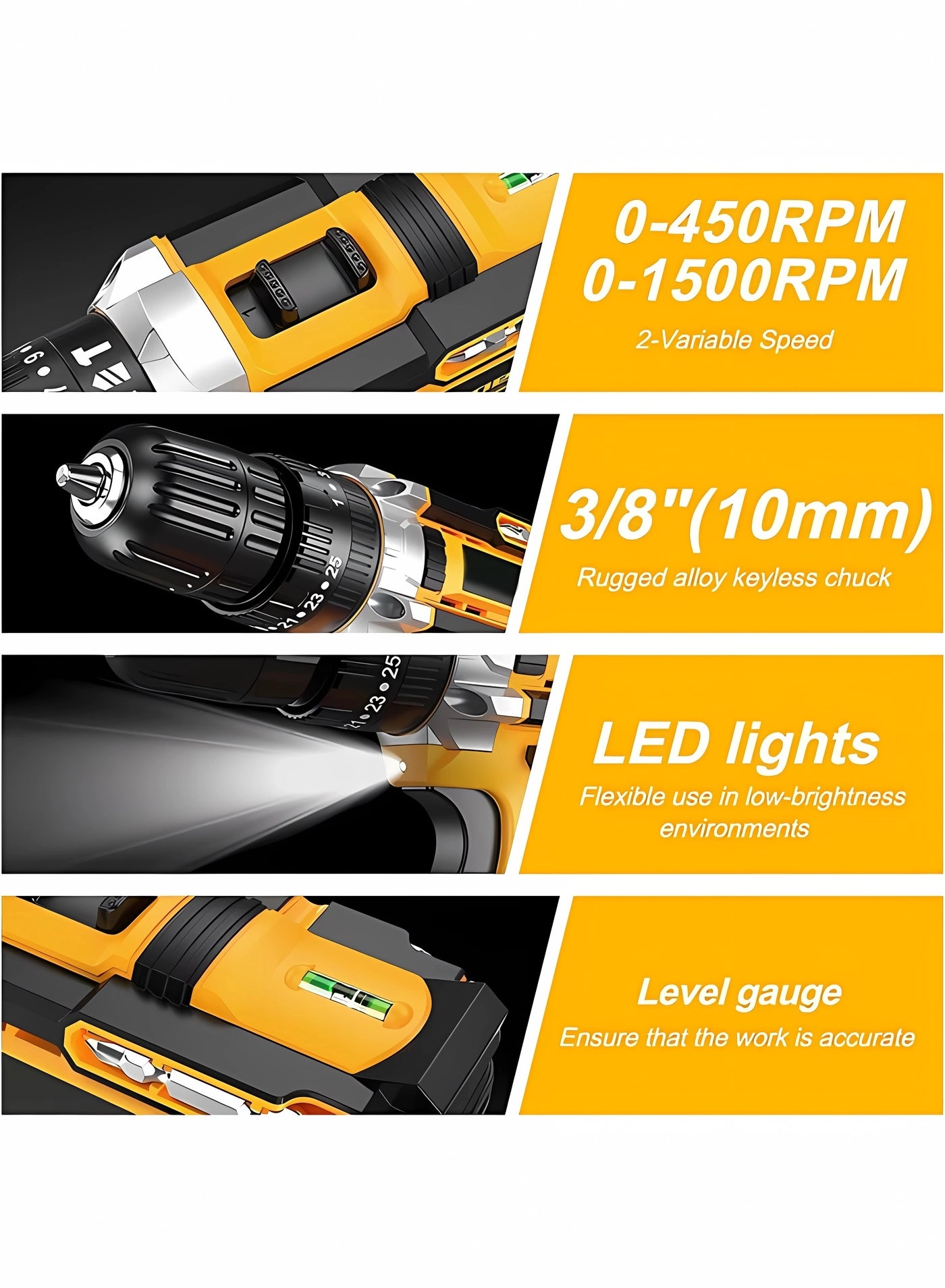 21v rechargeable drill - 2.0Ah lithium-ion 3/8-inch