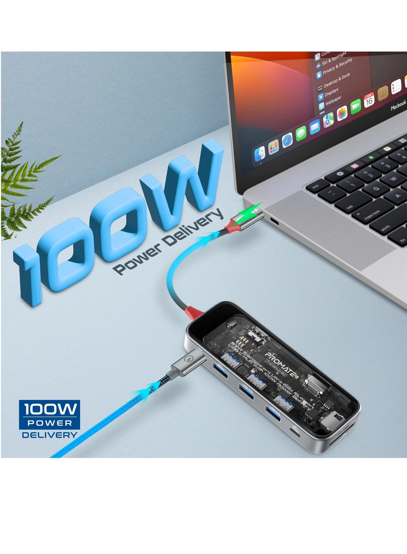 TransHub-Go - 9-in-1 USB Hub 100W USB-C Power Delivery