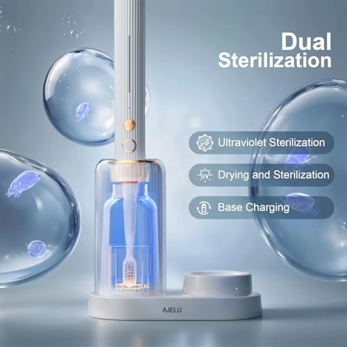 Electric Toothbrush Set - UV Light Drying Holder 8 Brush Heads USB Rechargeable