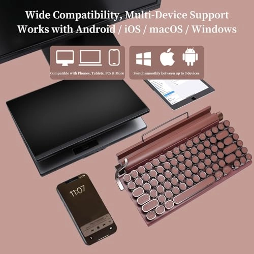 Retro Typewriter-Style Mechanical Keyboard - Wired/Wireless
