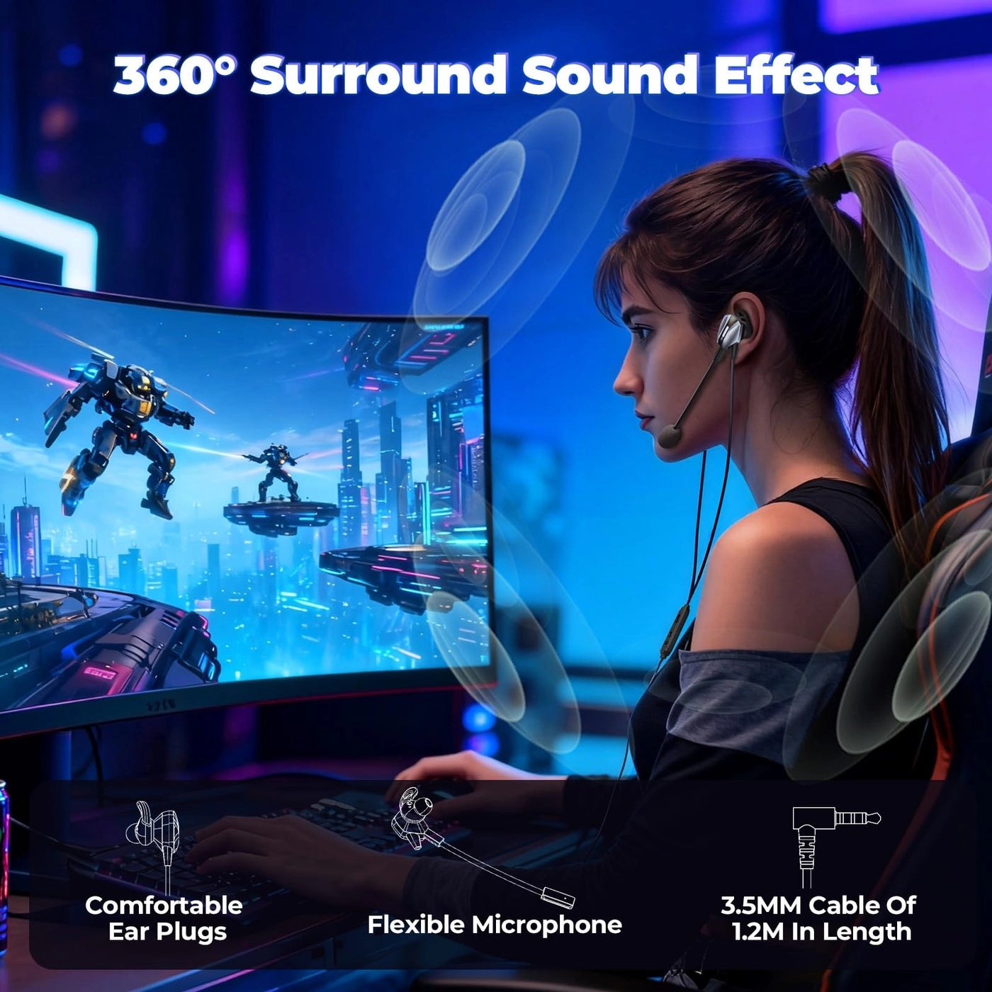 Gaming Earbuds Wired Earbud