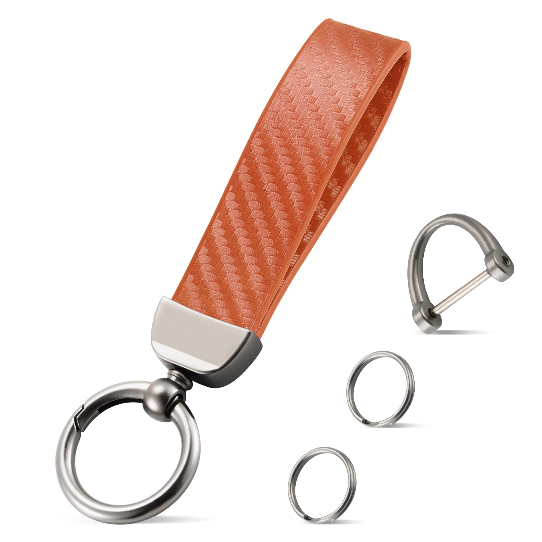 JUSTTOP Leather Keychain - Pink Anti-Lost D-Ring