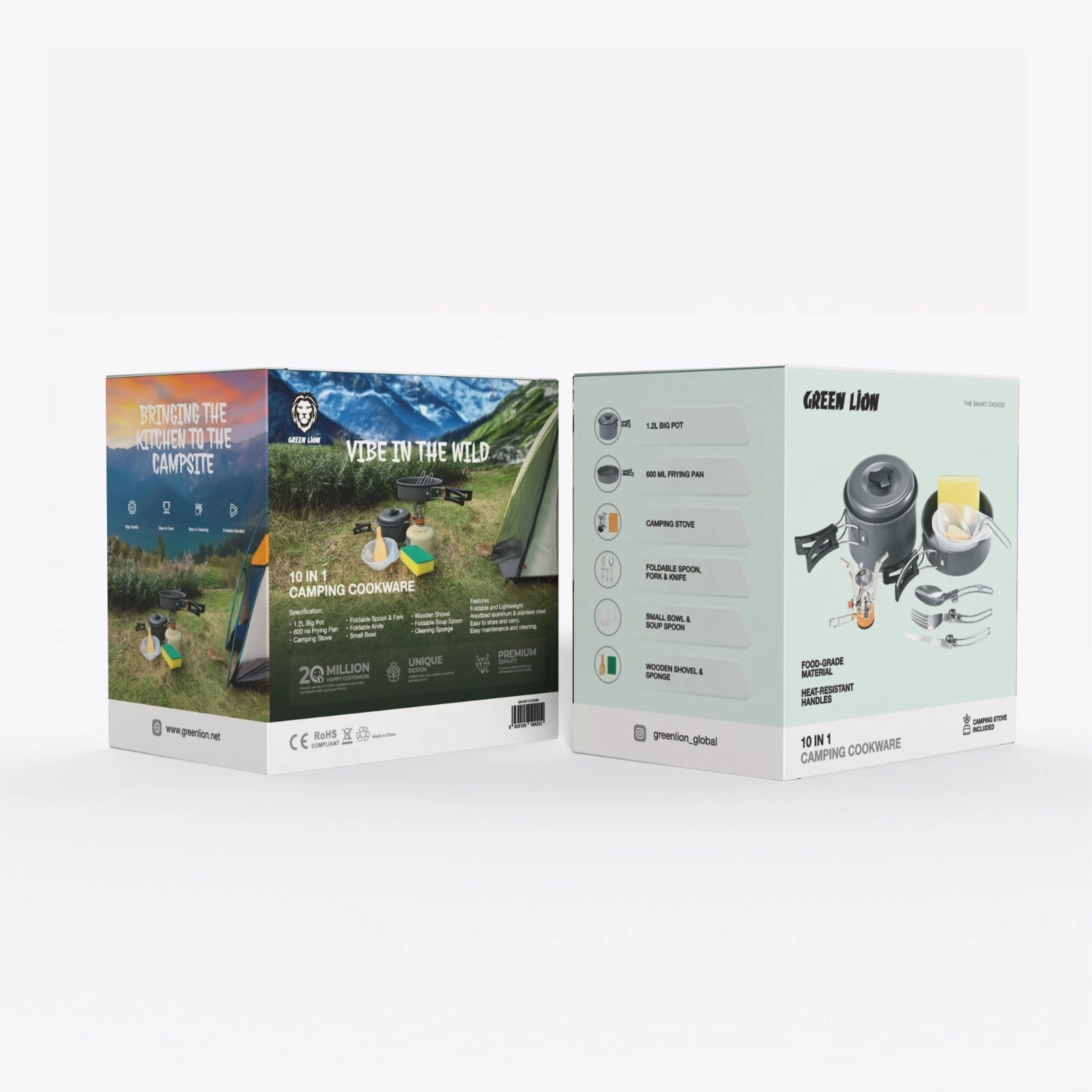 10-in-1 Camping Cookware Set - 1.2L