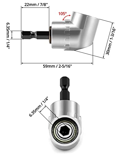 Right Angle Drill Adapter - 105° 1/4-inch Hex Shank