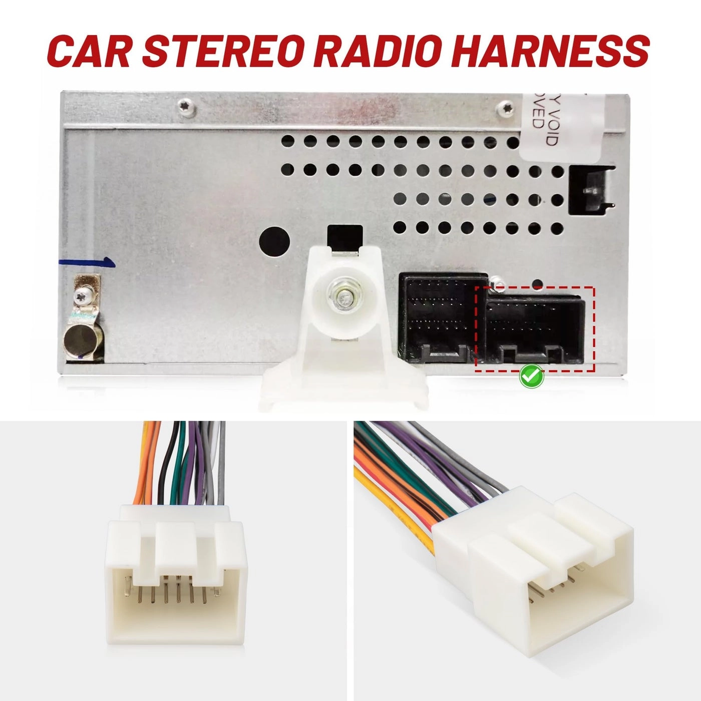 Car Radio Wiring Harness Connector - Ford 1999-2004 F150 / F250 2001-2003 Mustang, 1998-2002 Mercury Grand Marquis