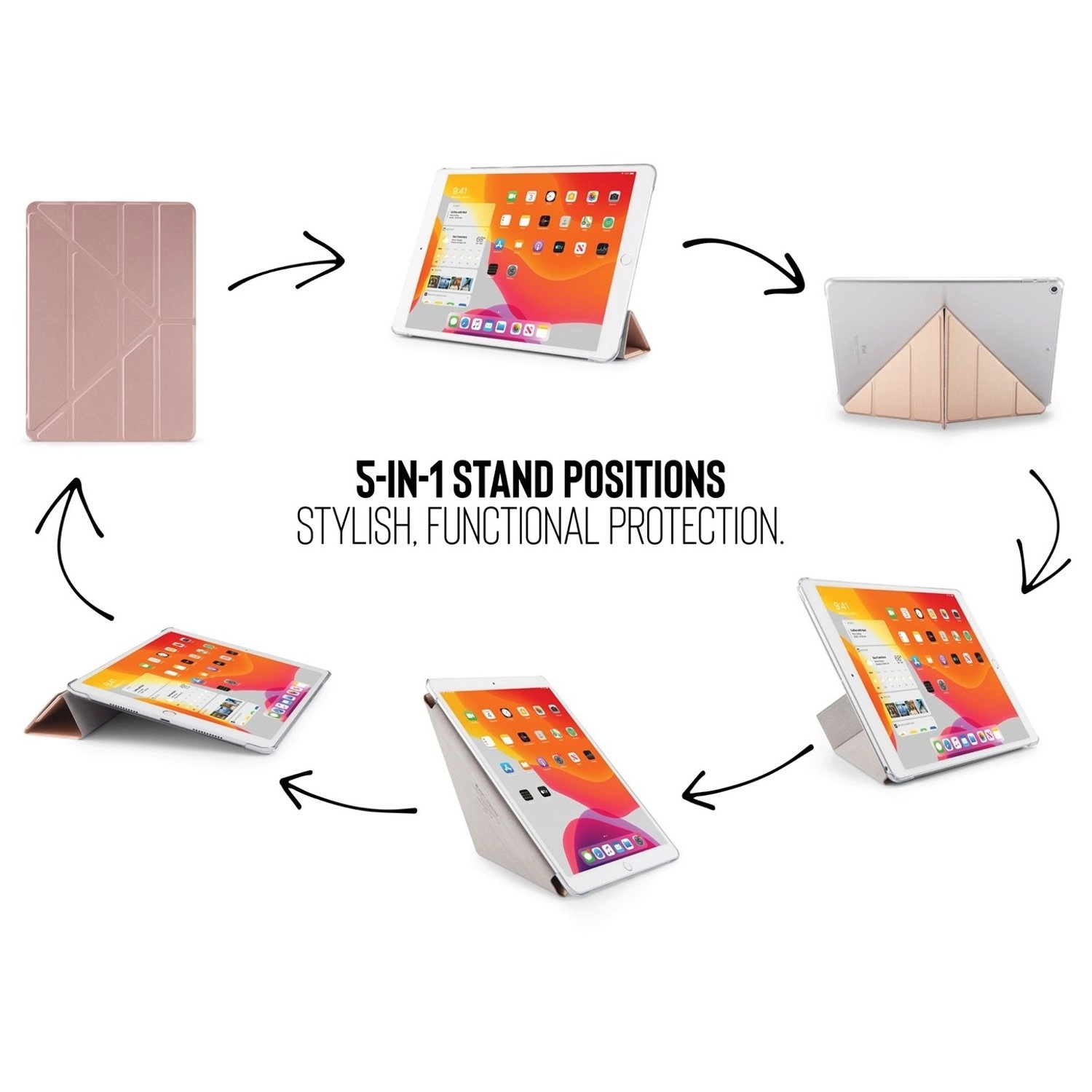 Folio Case with 5-in-1 Stand for iPad 7th Generation 10.2-inch (2019)