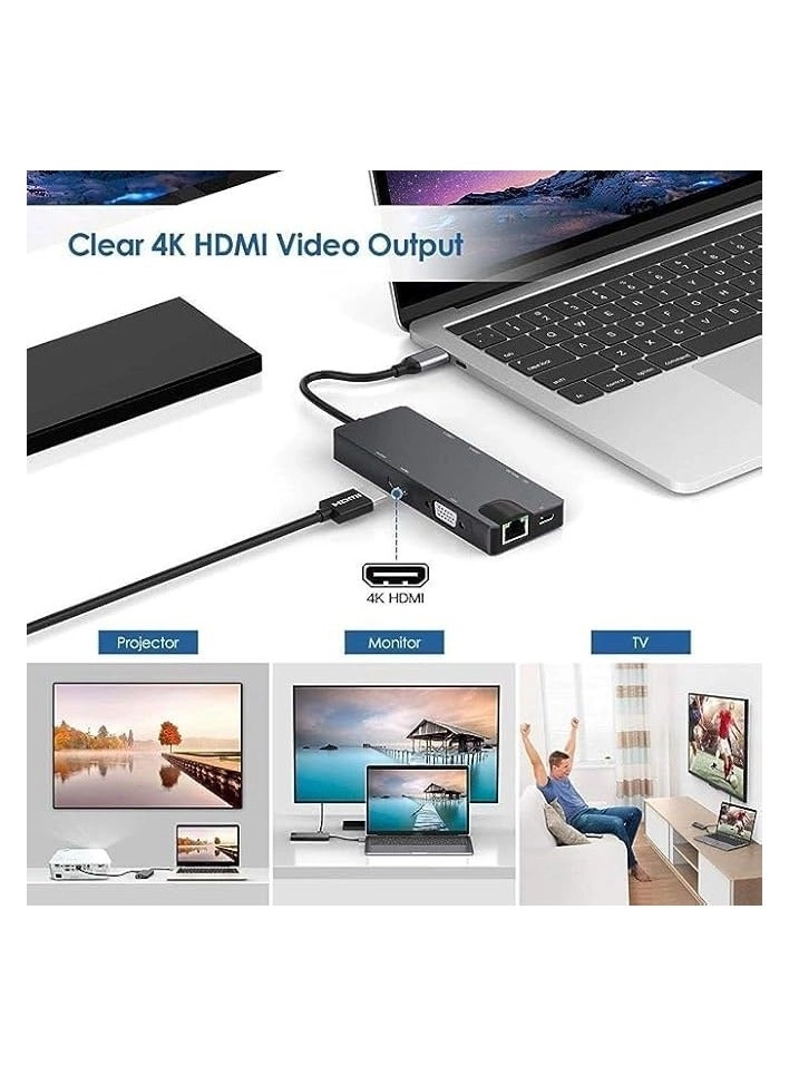 USB C Hub - Gigabit Ethernet Wireless Charging 4K HDMI