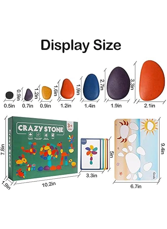 Wooden Sorting Stacking Rocks - 3+ 36Pcs