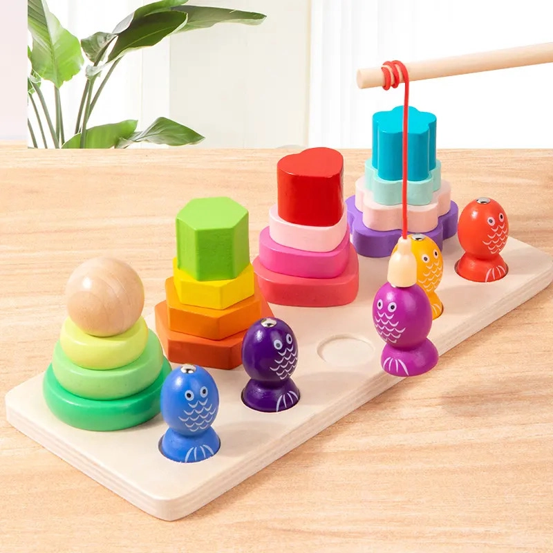 4 Coloumn Tower And Magnetic Fishing Game - 3 +