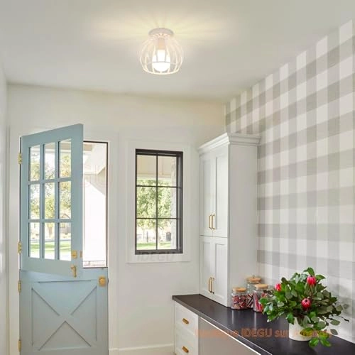 Mini Hexagonal Cage Ceiling Light - E27 20 x 20 x 20 cm White