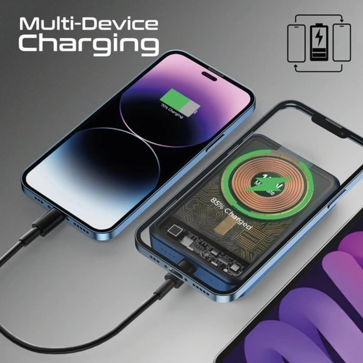 3-in-1 Style Wireless Power Bank - 10 000mAh