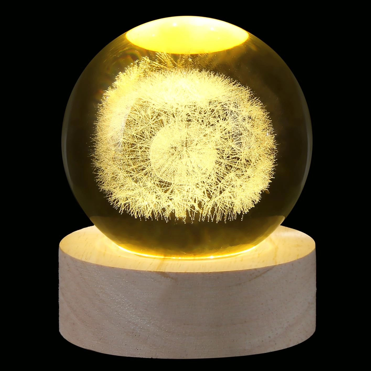 xiannvxi 3D 60mm Dandelion Crystal Ball Paperweight - Glass