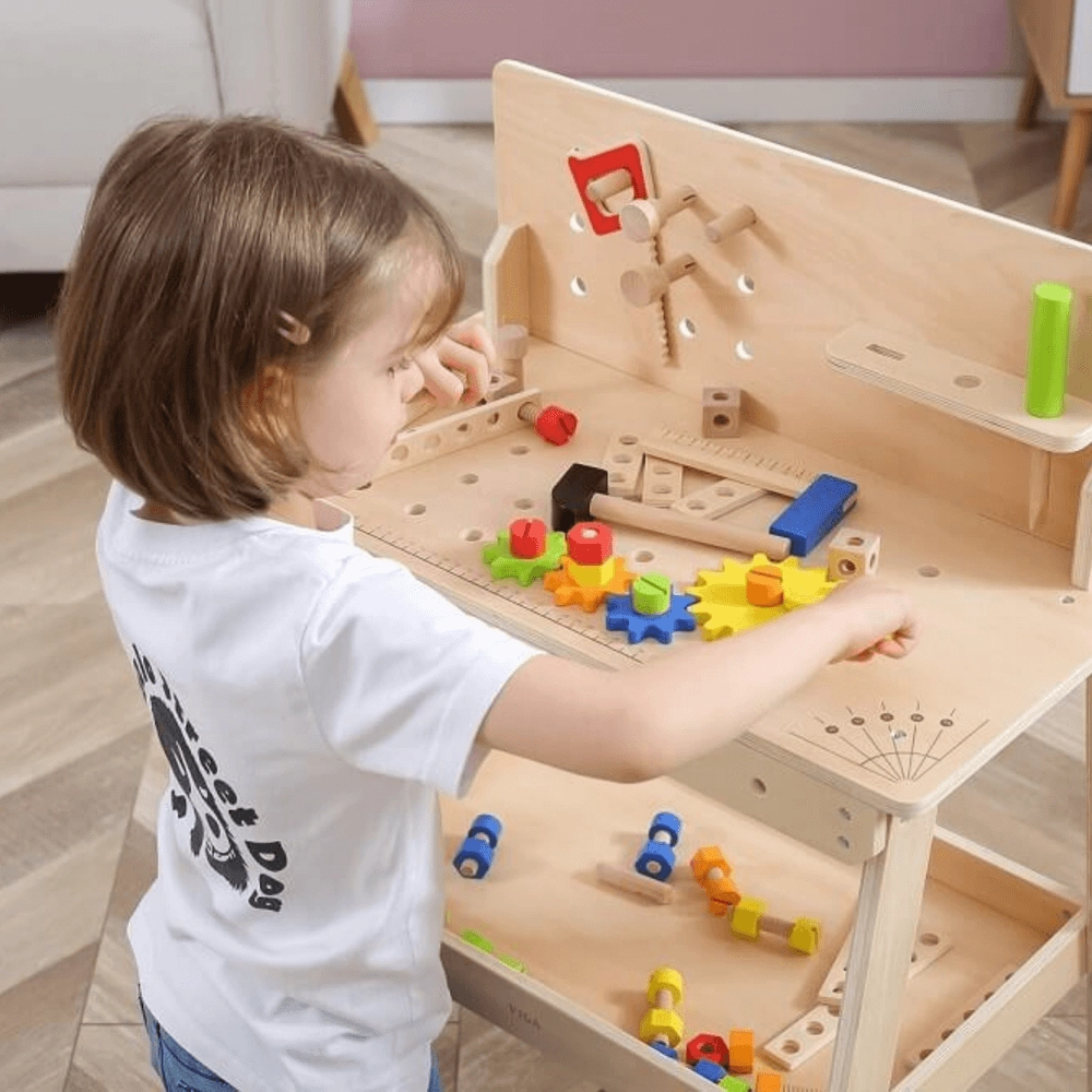 Wooden Tool Bench With Accessories Pretend Playset (29464294-44589)