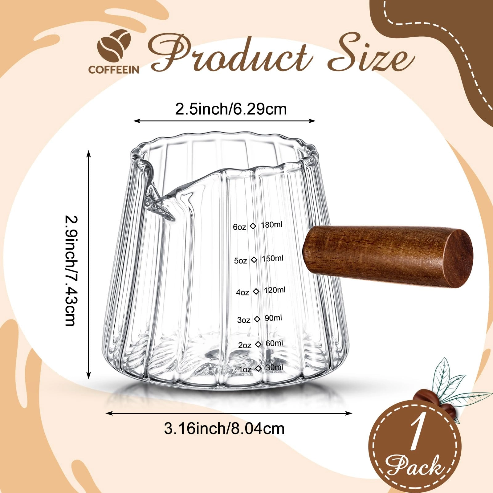 Espresso Shot Glass - 1 pcs Single V-shaped Mouth 180 ml
