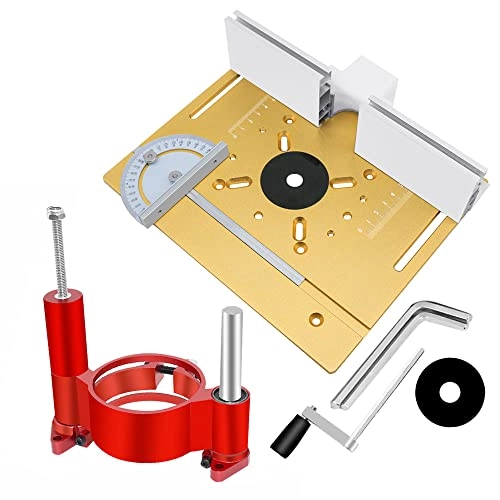 Router Table Insert Plate - 240 x 200mm Aluminum Alloy + Backer Plate + 180° Angle Gauge