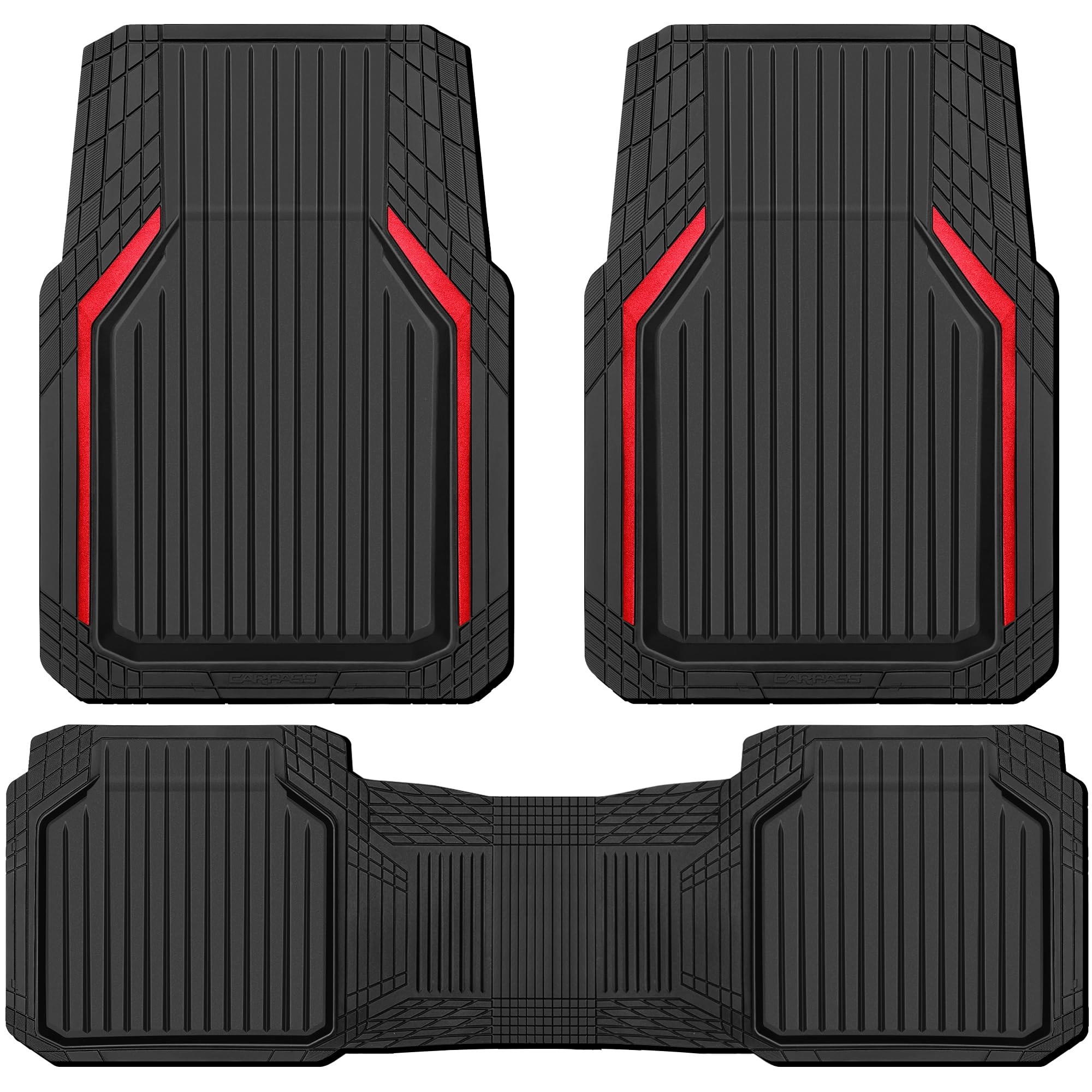LJ Heavy Duty Rubber Floor Mats - Universal Fit 3pcs Black Purple