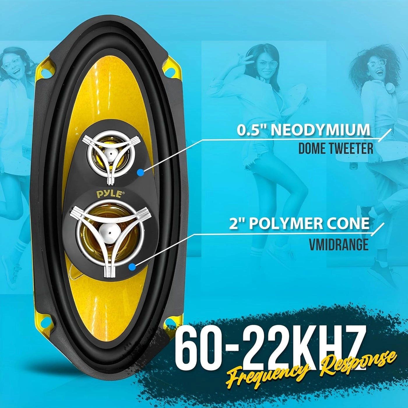 3-Way Universal Car Stereo Speakers - 4" x 10" Triaxial