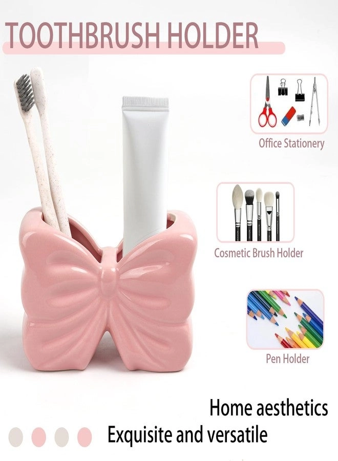 Bow Toothbrush Holder - 2-Slot Pink