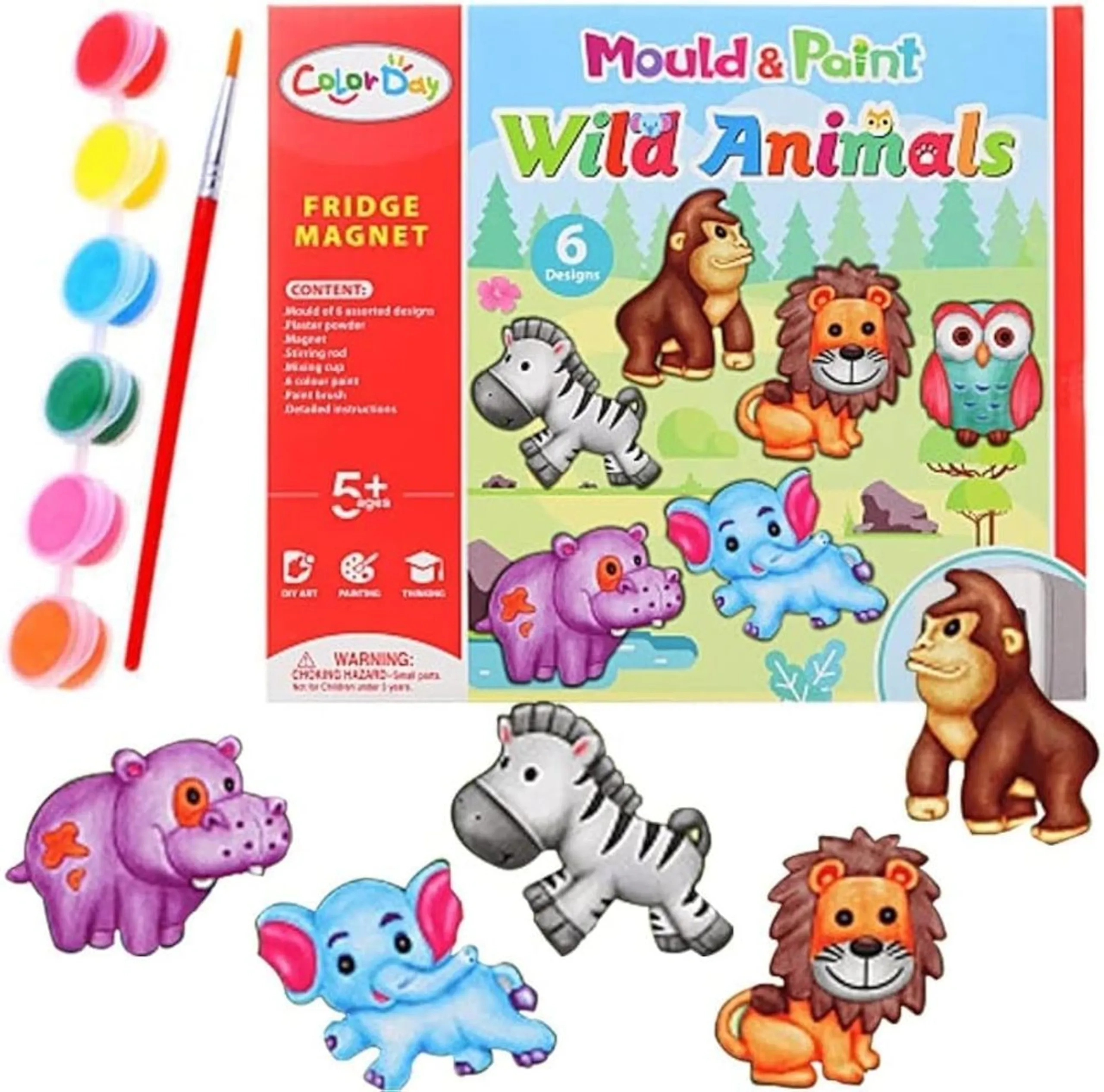 UKR Mould & Paint Fridge Magnet DIY Painting Kit - Wild Animals 5+ years