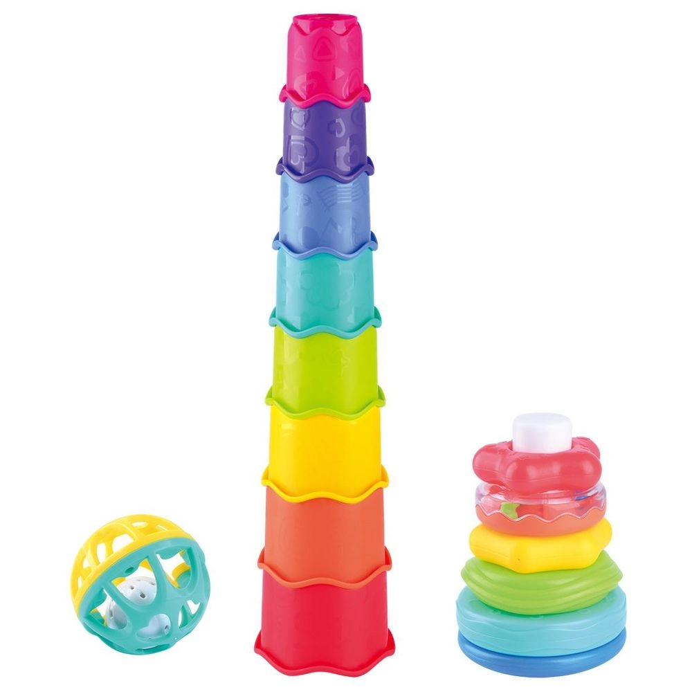 Rattle & Stack Combo - 6 months eight stacking nesting cups