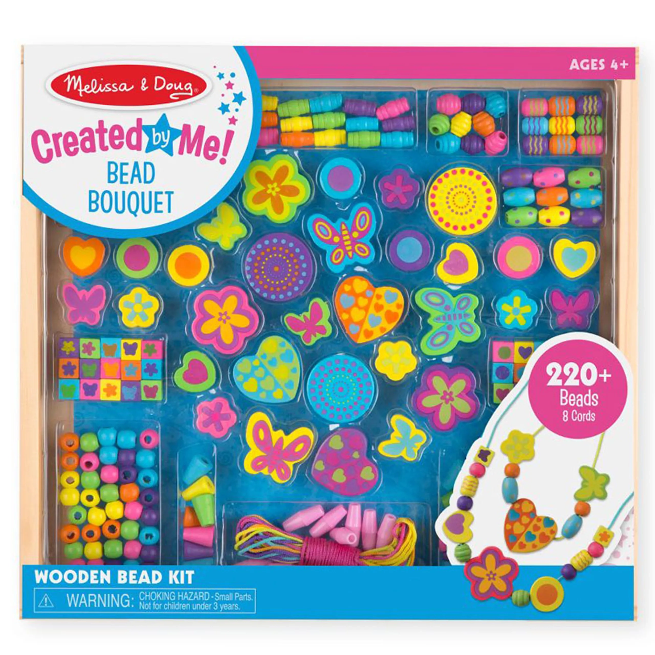 Melissa & Doug Bead Bouquet - Over 220 wooden beads 8 cords