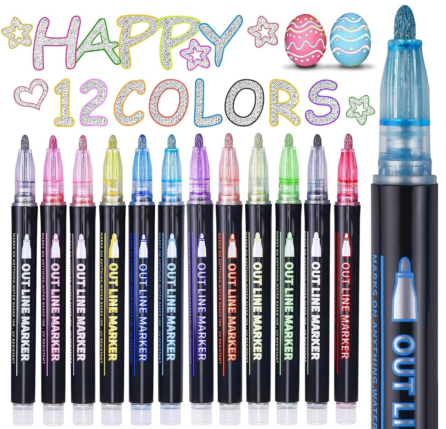 maqhpu Glitzerstifte - 12 colors Fine