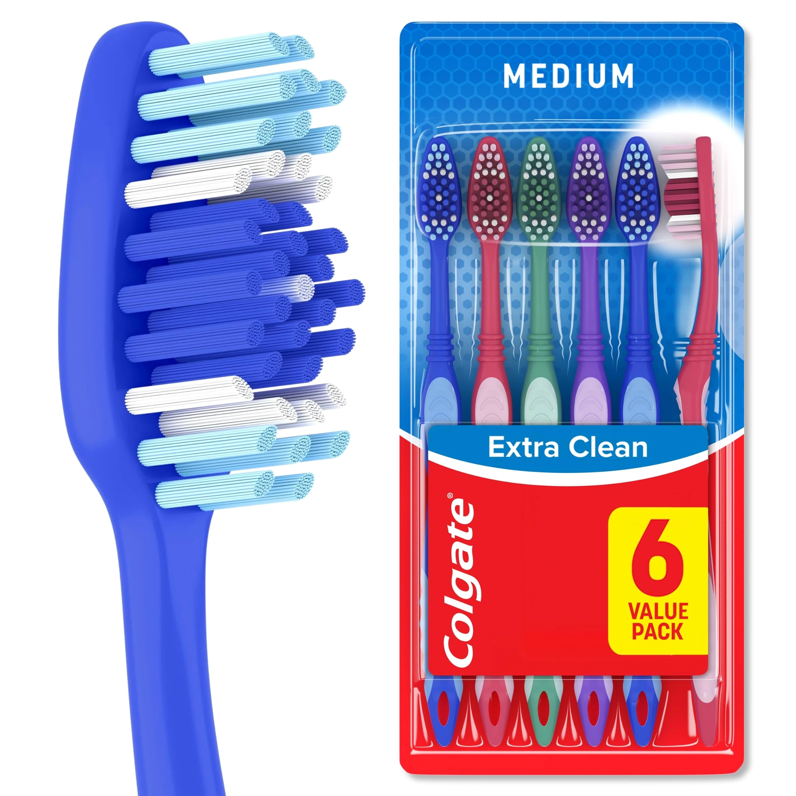 Colgate-Palmolive Co Extra Clean Full Head Toothbrush - Medium 6-Piece Pack