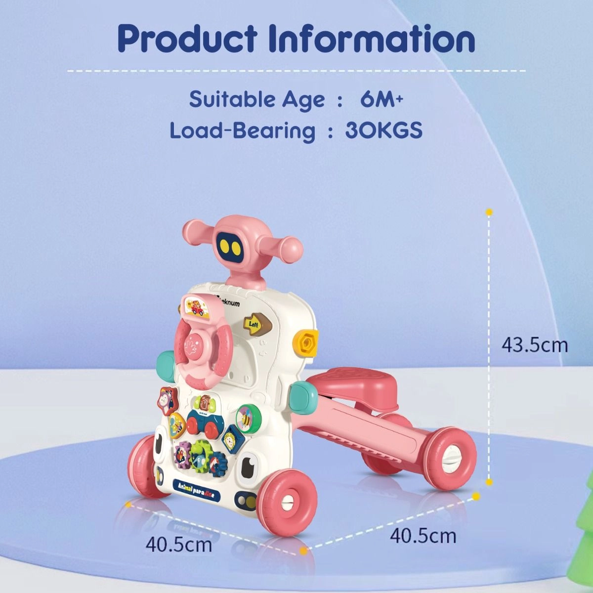 5 in 1 Baby Walker - Musical Keyboard Blue