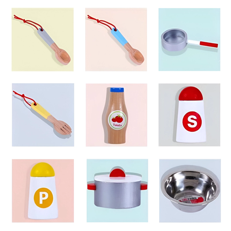 Wooden Pretend Play Kitchen - 8 pcs (4092083-LS_KPS_GY)