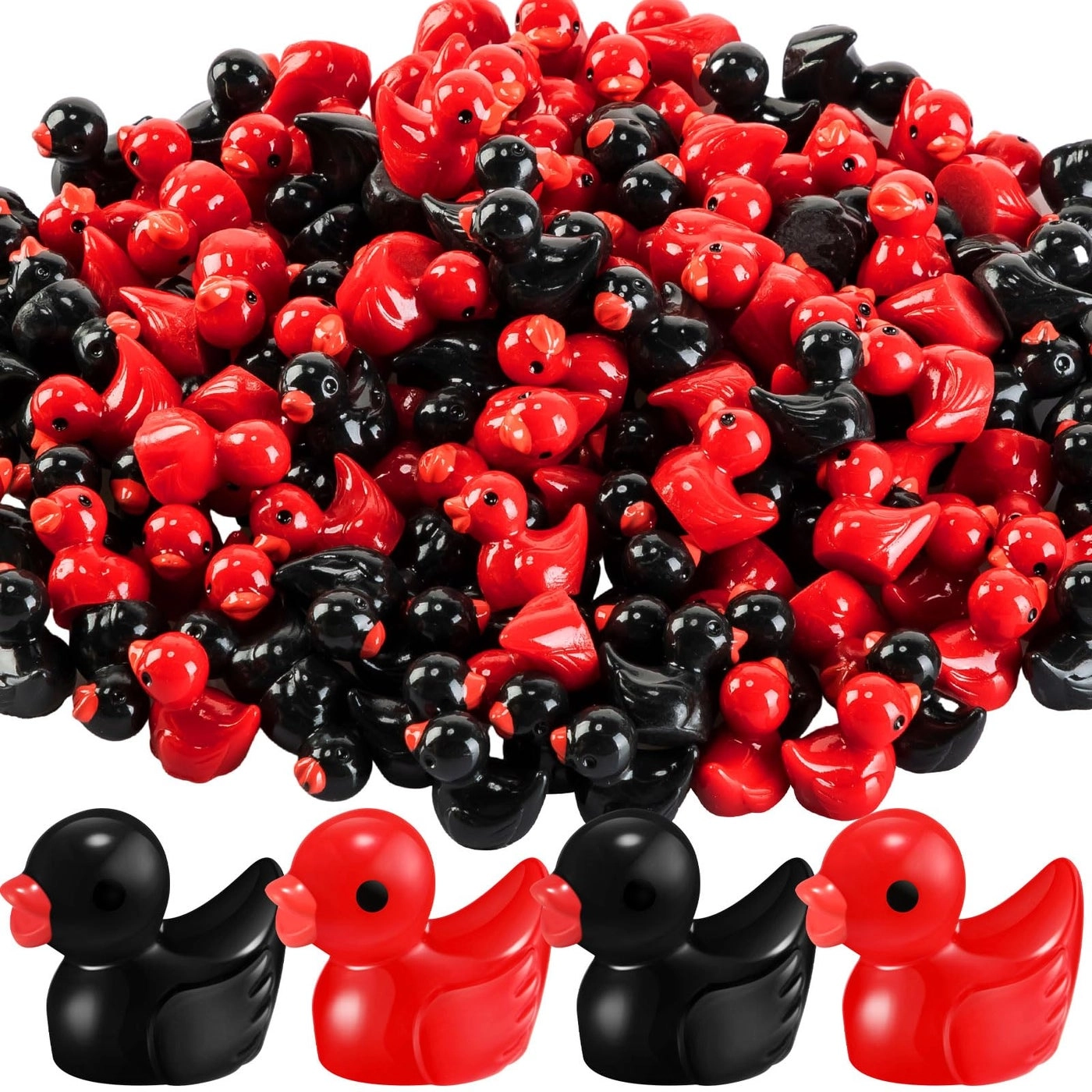 Mini Ducks - 150 Pcs Resin Red Black