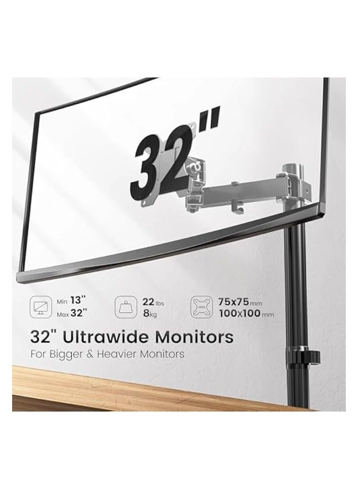 Single Monitor Table Stand - 13” to 32” VESA 75 x 75 -100 x 100