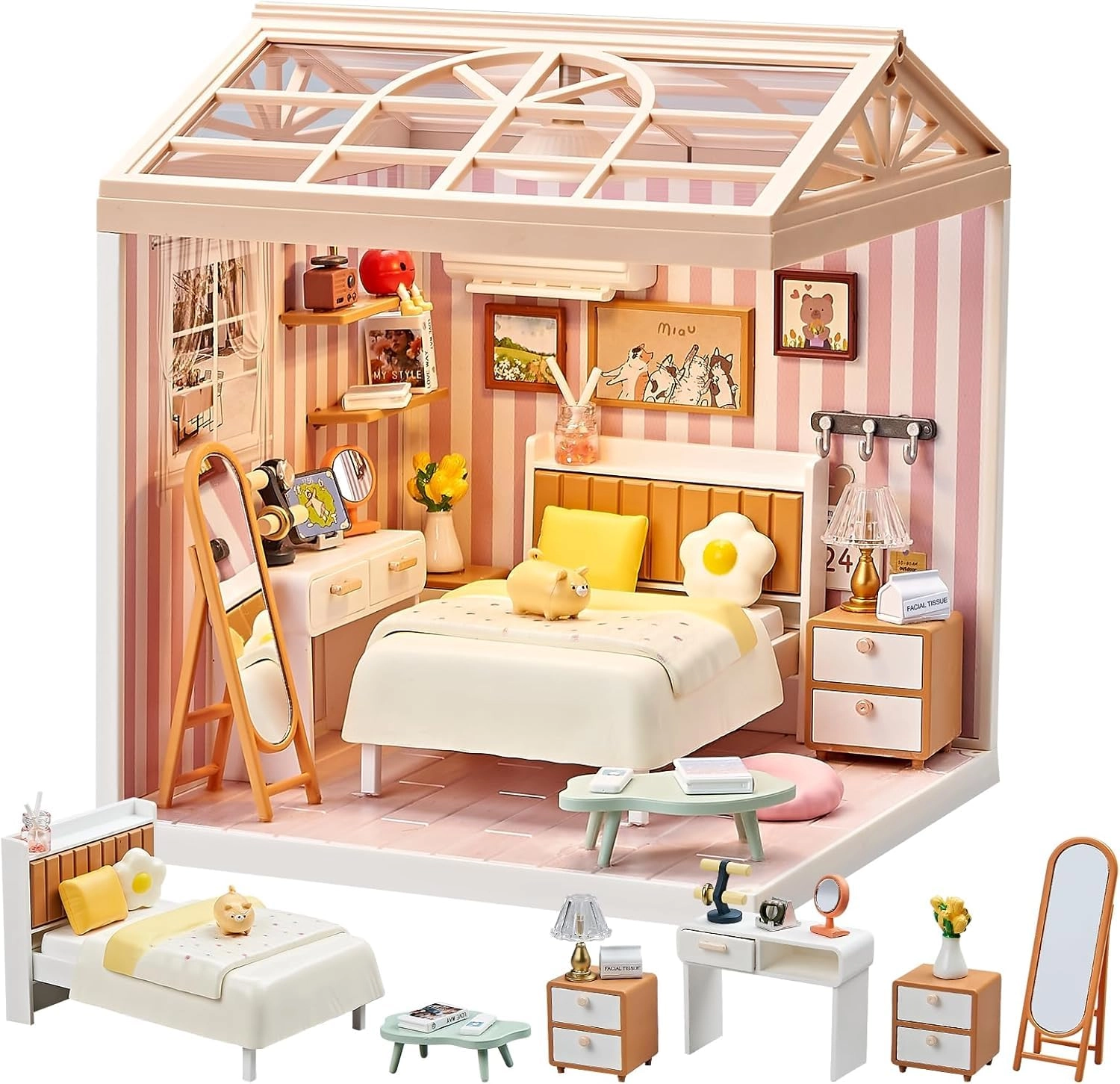 Masroo Miniature Bedroom Kit - 82Pcs LED Light