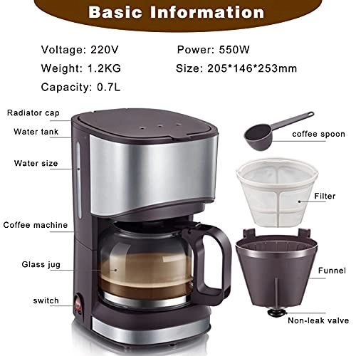 Drip Coffee Machine - 0.7L Anti-drip Reusable Filter